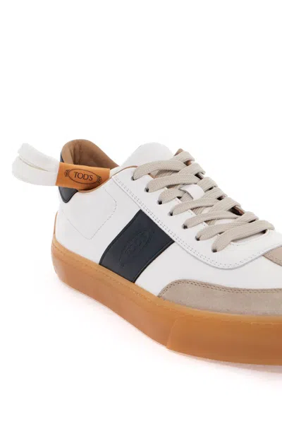 Shop Tod's Leather Sneakers For Everyday In C006(mastice)+b001(bianco)+t813(deep) (white)