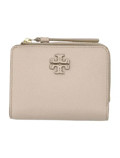Tory Burch Mcgraw Textured Finish Bi-fold Wallet In Fresh Clay