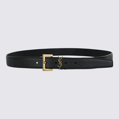 Shop Saint Laurent Black Leather Belt