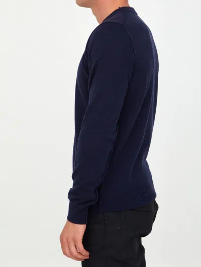 Shop Maison Margiela Blue Cashmere Jumper