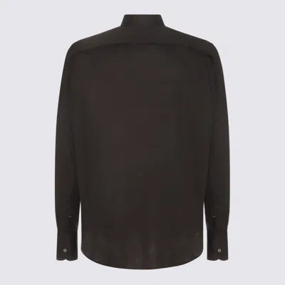 Shop Canali Dark Grey Cotton Shirt