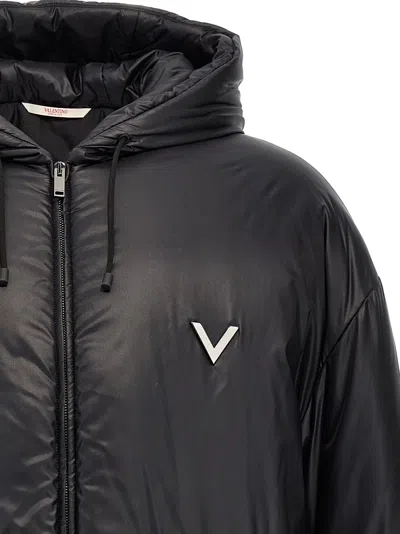 Shop Valentino V Detail Down Jacket In Black