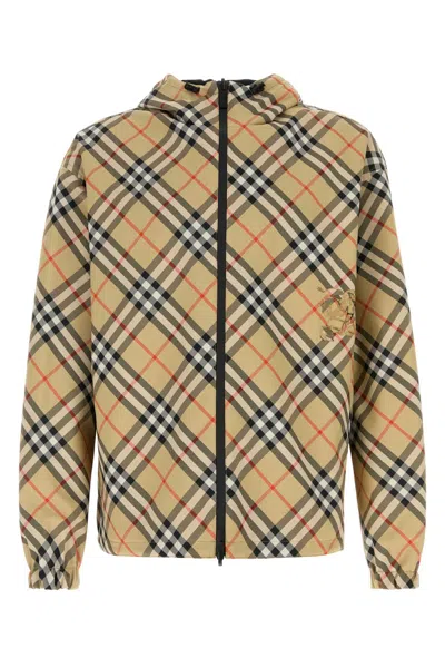 Burberry Traditional Check Nylon Jacket With Ekd Detail In Burgundy
