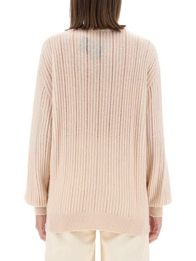 Kiton Cashmere-silk Lattice Knit Crewneck Sweater In Beige