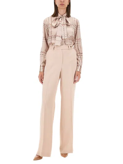 Kiton Satin Trousers Wide Leg Pockets In Pink