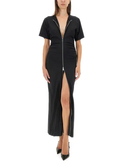 Shop Msgm Dress With Zipper In Black