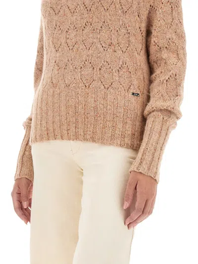 Kiton Textured Knit Turtleneck Shirt With Ribbed Finish In Neutral