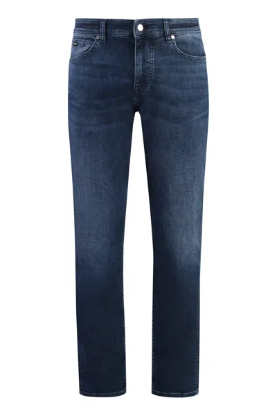 Hugo Boss Slim-fit Jeans In Blue Mechanical-stretch Denim In Blue