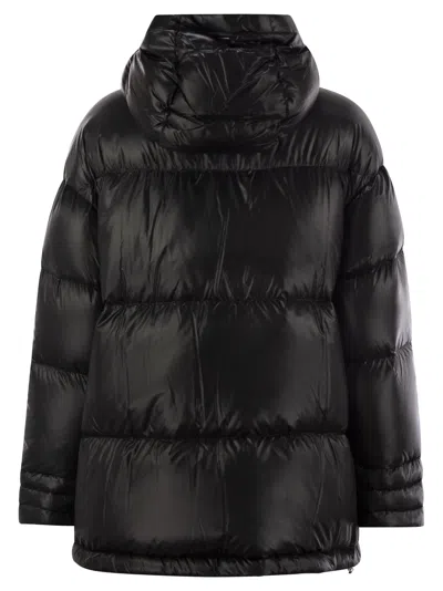 Shop Herno Hooded Over Down Jacket In Black