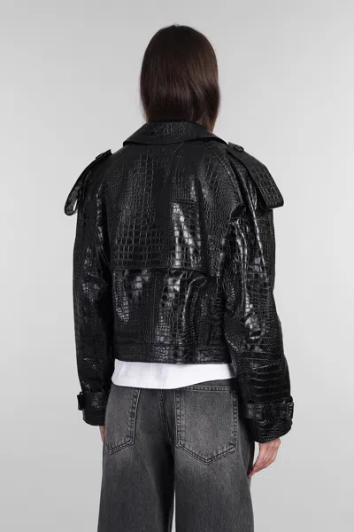 Salvatore Santoro Crocodile-embossed Biker Jacket In Black