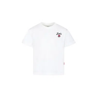 Levi's Ivory T-shirt For Girl With Logo In Ivory