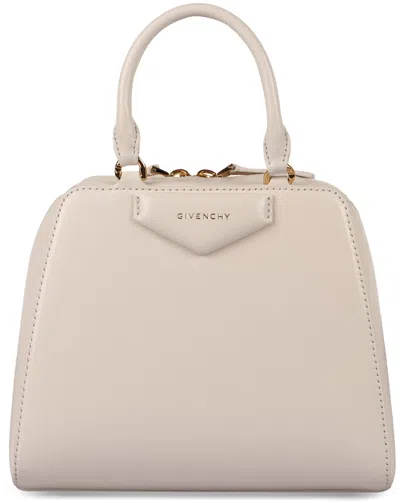 Shop Givenchy Antigona Cube Mini Leather Bag In Ecru