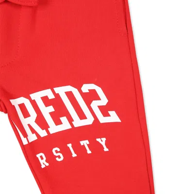 Dsquared2 Red Sweatpants For Baby Boy With White Logo In Red