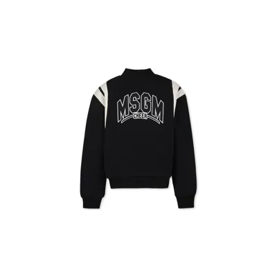 Msgm Black Bomber Jacket For Boy In Black