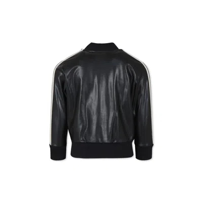 Palm Angels Black Jacket For Boy With White Logo In Black