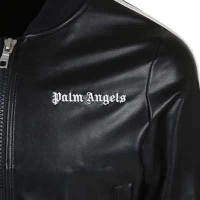 Palm Angels Black Jacket For Boy With White Logo In Black