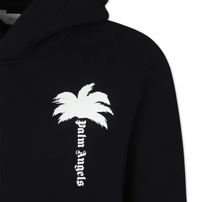Palm Angels Black Sweatshirt For Boy With Logo In Black