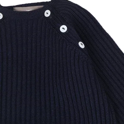 Little Bear Navy Blue Knit Suit For Baby Boy In Blue