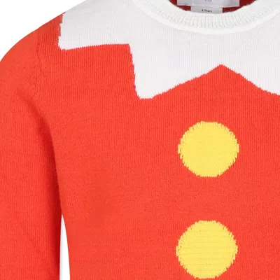 Stella Mccartney Red Sweater For Kids With Jacquard Belt In Red