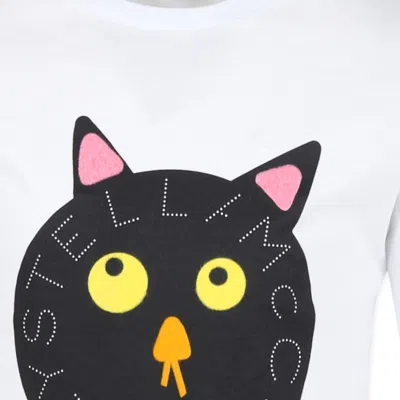 Stella Mccartney White T-shirt For Girl With Cat Print In White