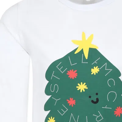 Stella Mccartney White T-shirt For Kids With Christmas Tree In White