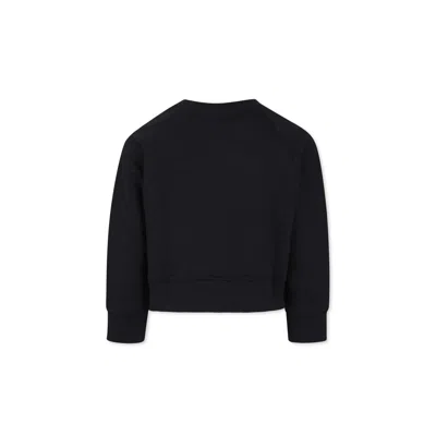 Stella Mccartney Black Crop Sweatshirt For Girl With Logo In Black