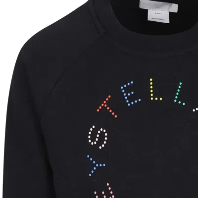 Stella Mccartney Black Crop Sweatshirt For Girl With Logo In Black