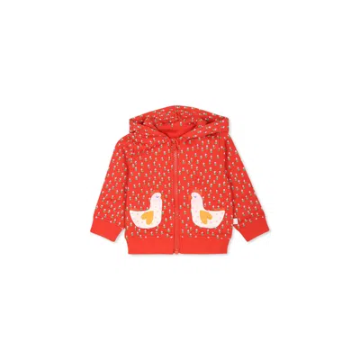 Stella Mccartney Red Sweatshirt For Baby Girls With Chickens And Flowers In Red