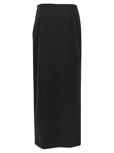 Shop Alberta Ferretti Skirt In Grey Stretch Wool Blend In Black