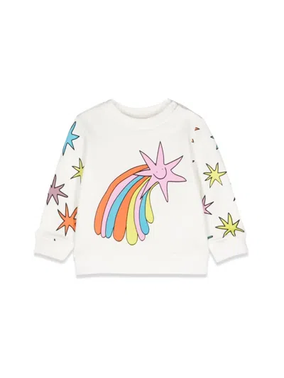Stella Mccartney White Sweatshirt With Luminous Stars In Ivory