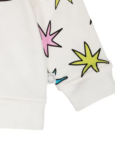 Stella Mccartney White Sweatshirt With Luminous Stars In Ivory