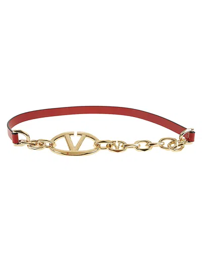 Valentino Belt H. 15 Vlogo The Bold Edition Box Calf Chain Logo In Ro Rosso V