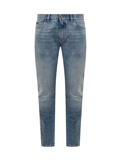 Shop Dolce & Gabbana Jeans With Logo In Denim Var Abbinata