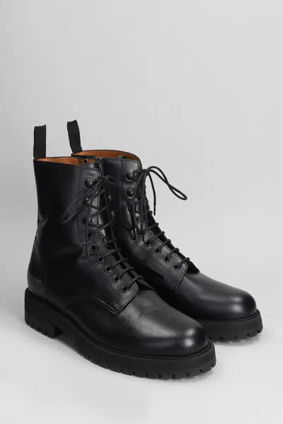 Shop Common Projects Combat Boots In Black Leather