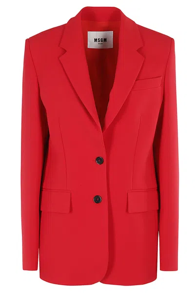 Msgm Long-sleeved Single-breasted Tailored Blazer