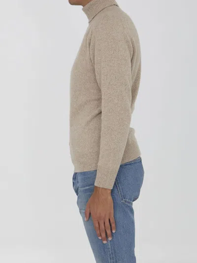 Shop Lardini Cashmere Turtleneck Sweater In Beige