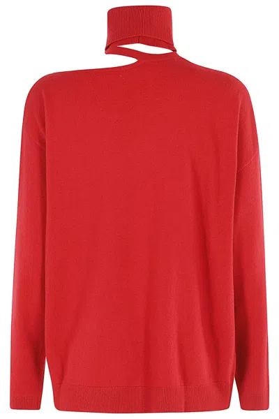 Federica Tosi Dramatic Cut-out Turtleneck Sweater In Rosso