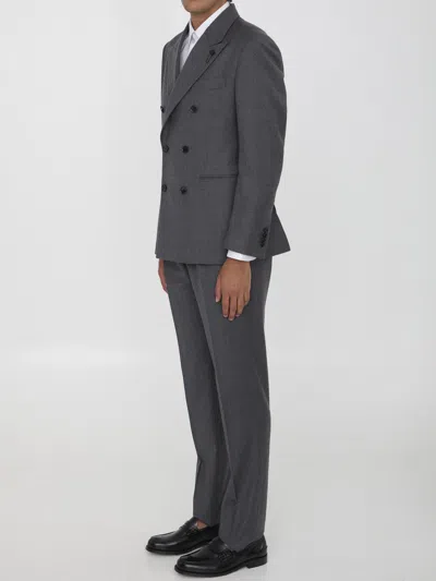 Shop Lardini Two-piece Suit In Wool And Cashmere In Grey