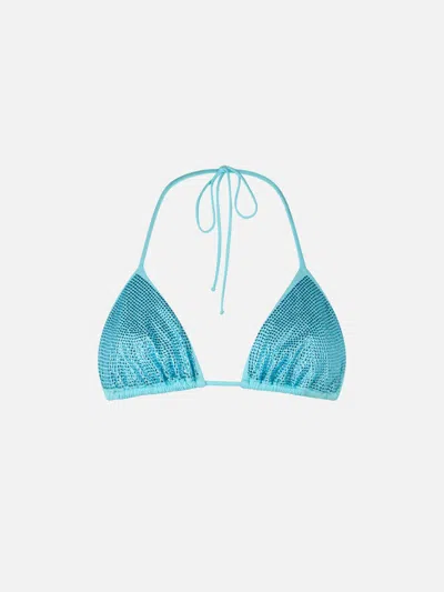 Mc2 Saint Barth Light Blue Lurex Triangle In Green