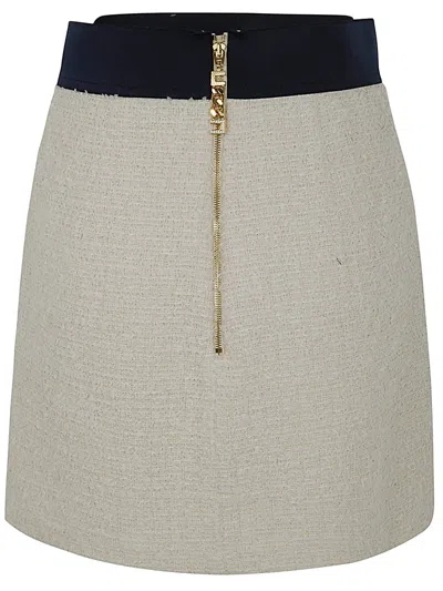 Shop Elisabetta Franchi Classic Skirt In Butter Navy