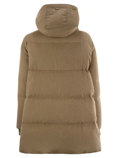 Herno Silk And Cashmere Down Jacket In Camel