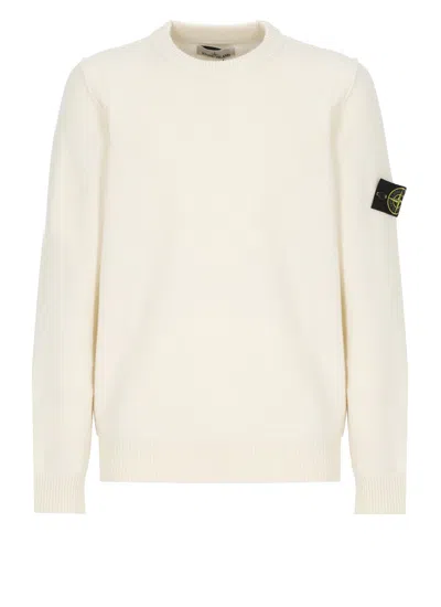 Shop Stone Island Sweater With Logo In White