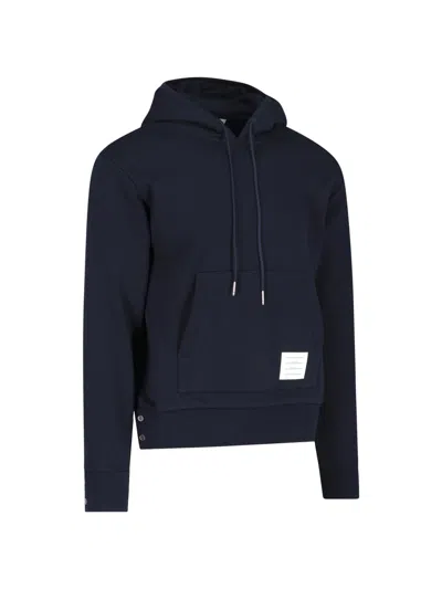 Shop Thom Browne Tricolour Back Band Hoodie In Blue