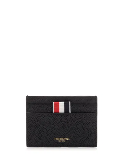 Shop Thom Browne Black Pebble Grain Leather Card Holder