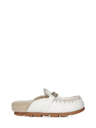 Mou Winter Bio Slide Slipper-mule In White Leather In Wxwhi