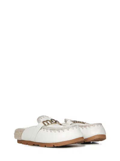 Mou Winter Bio Slide Slipper-mule In White Leather In Wxwhi