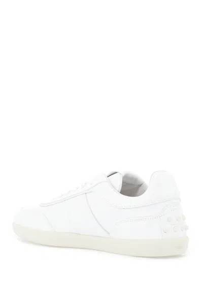 Shop Tod's Leather Sneaker Tabs With In Bianco (white)