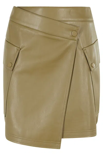 Shop Essentiel Antwerp Gradual Faux Leather Miniskirt In Olive Tree