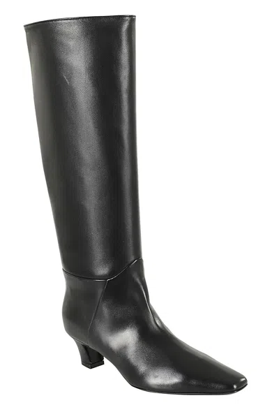 Giampaolo Viozzi Knee-high Nappa Boots With Square Toe In Nero
