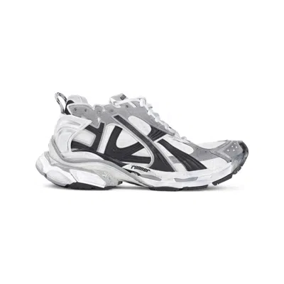 Balenciaga Runner Sneakers With Mesh Panels And Rubber Sole In Grey White Black